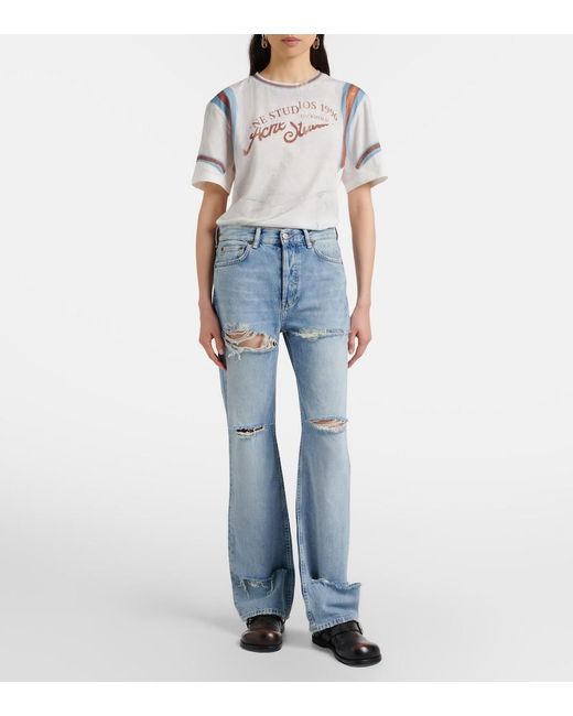 Acne Blue Distressed Straight Jeans