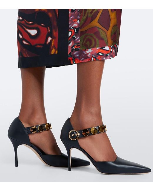 Manolo Blahnik Black Morgana Studded Leather Pumps