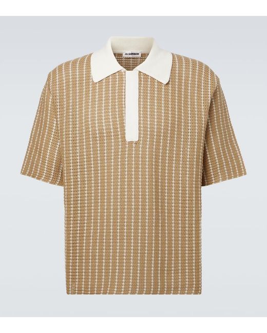 Jil Sander Natural Knitted Cotton Polo Shirt for men