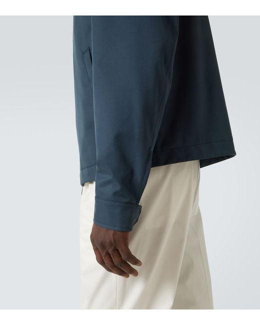 Zegna Blue Leather-Trimmed Blouson for men