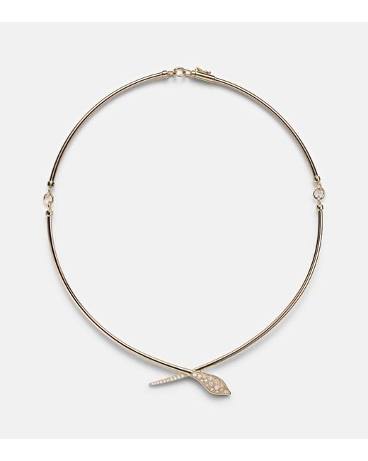 Sydney Evan Metallic Snake 14Kt Choker With Diamonds