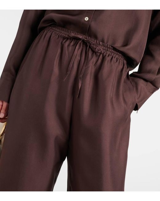 Pantalones Aurelia de sarga de seda Asceno de color Brown