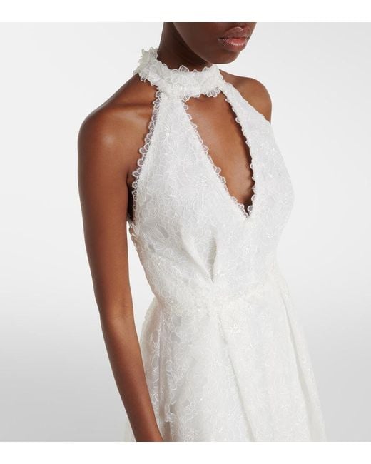 Costarellos White Lavinia Embroidered Organza Cocktail Dress