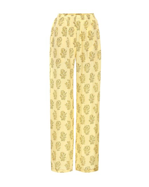 Acne Yellow Pernelle Floral-print Twill Straight-leg Pants