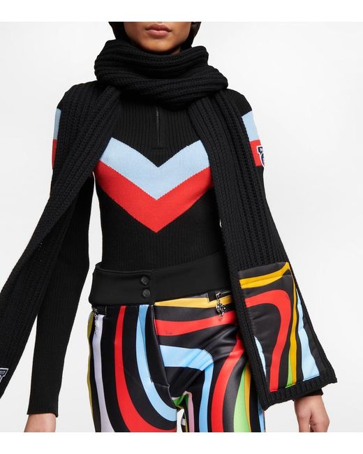 Emilio Pucci Black X Fusalp Ribbed-Knit Wool Scarf