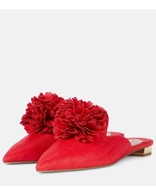 Aquazzura Red Couturier Applique Mules