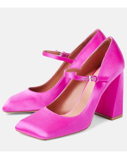 AMINA MUADDI Pink Charlotte 95 Satin Mary Jane Pumps