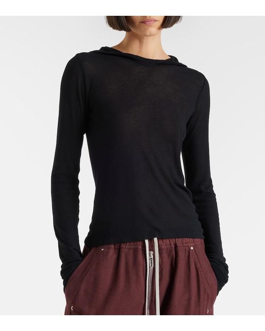 Rick Owens Blue Hooded Top