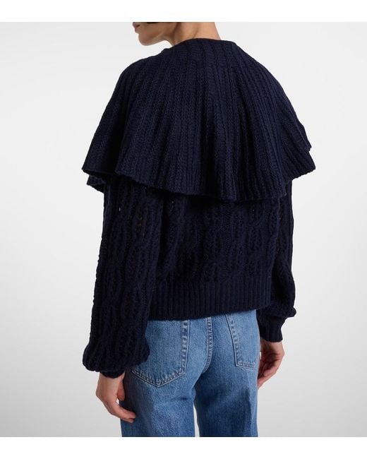 FRAME Blue Caped Wool-Blend Cardigan
