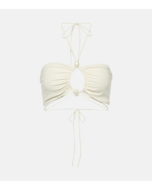 Top bikini a fascia con perline di Magda Butrym in White