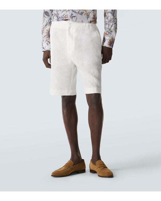 Etro White Linen Bermuda Shorts for men