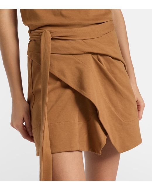 Isabel Marant Brown Berenice Asymmetric Cotton Wrap Skirt