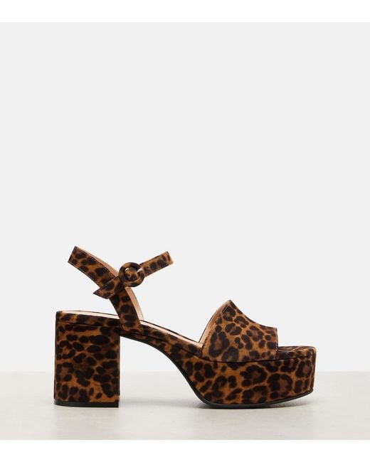 Gianvito Rossi Brown 35 Leopard-Print Leather Platform Sandals