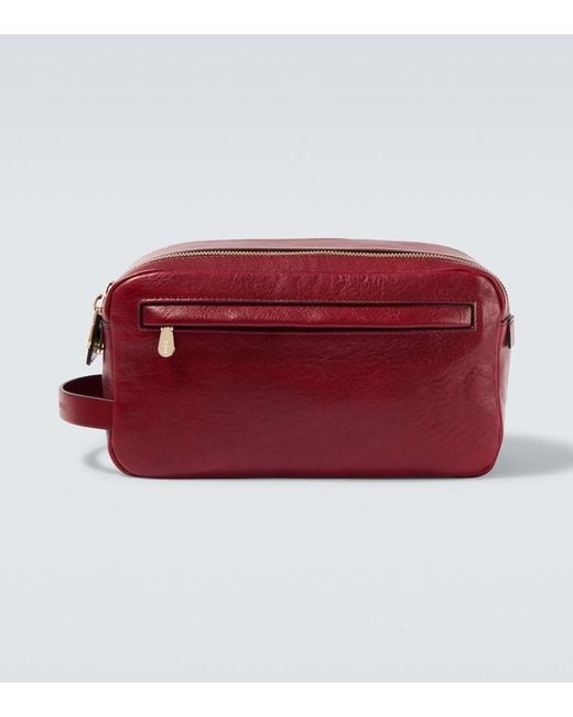Brunello Cucinelli Red Leather Toiletry Bag for men