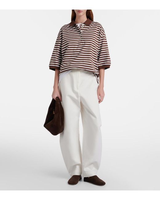 Rohe Red Striped Oversized Cotton Polo Shirt