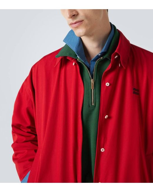 Chaqueta De Popelin De Algodon Miu Miu de hombre de color Red