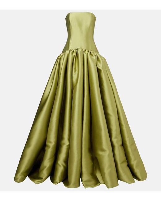 Solace London Green Cassias Bandeau Satin Gown