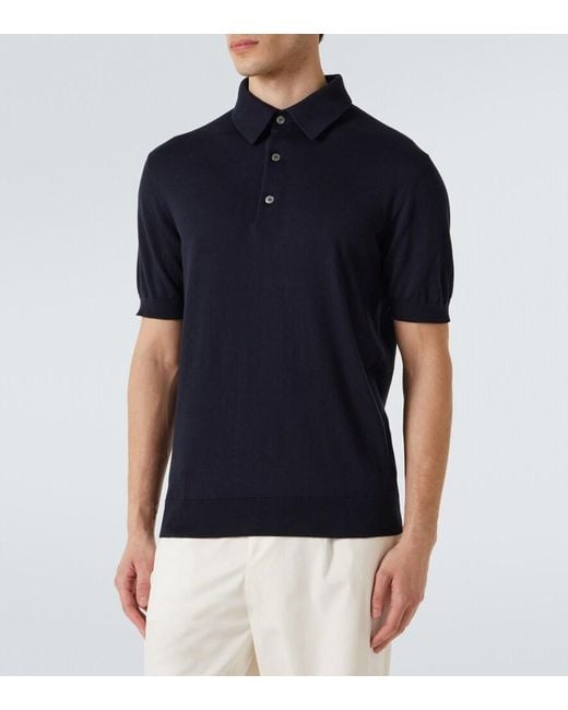 Zegna Blue Cotton Polo Shirt for men
