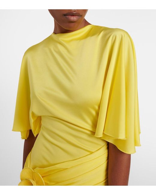 David Koma Yellow Floral-Applique Jersey Cocktail Dress
