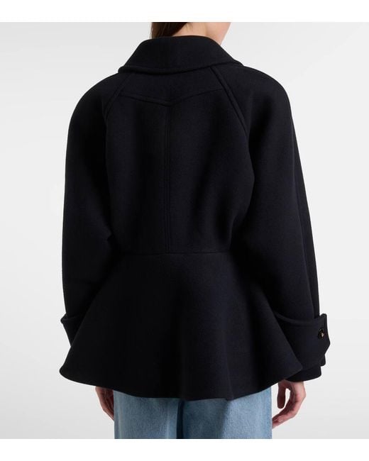 Abrigo En Mezcla De Lana Con Peplum Chloé de color Black