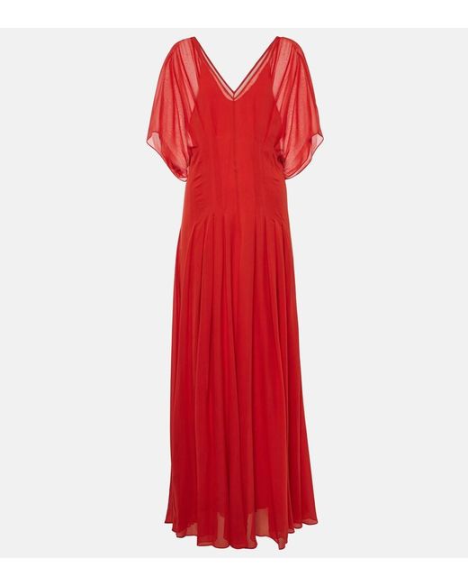 Max Mara Red Murge Draped Silk Gown