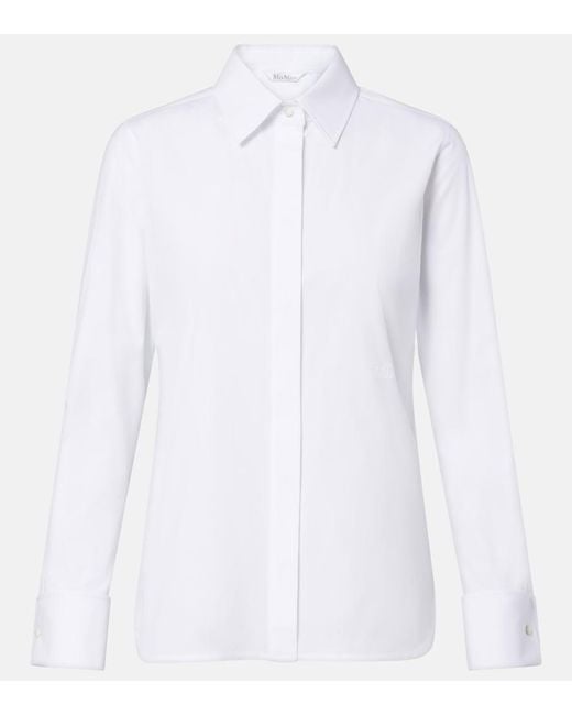 Max Mara White Cotton-Blend Poplin Shirt