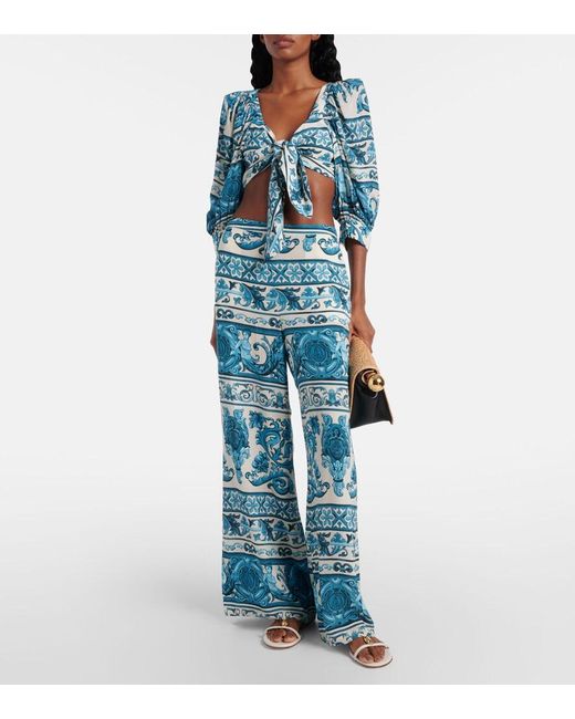 Adriana Degreas Blue Printed Crop Top