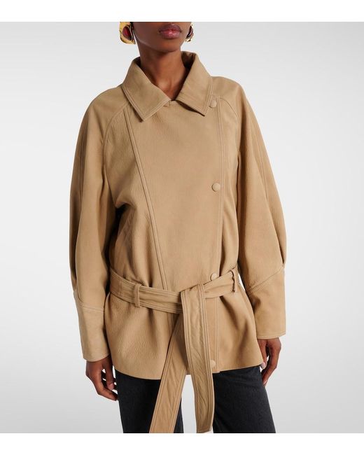Nour Hammour Natural Buffy Leather Jacket