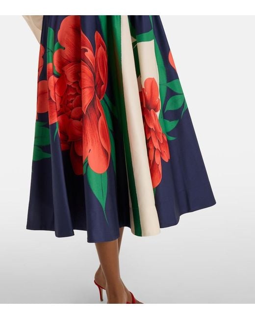 LaDoubleJ Blue Ballerina Floral Cotton Midi Skirt