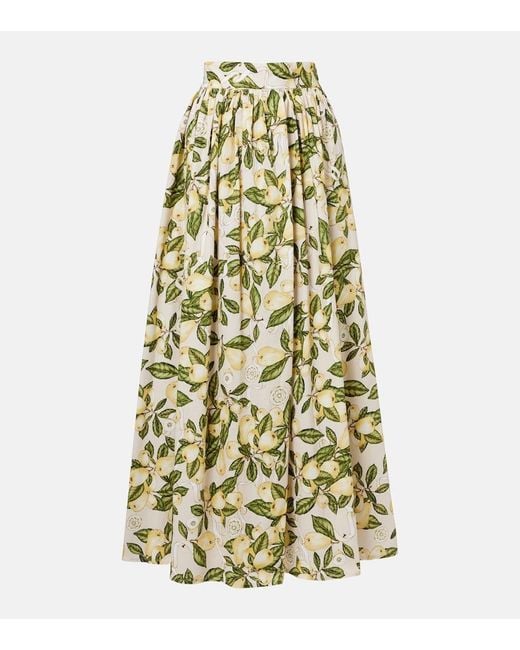 Adriana Degreas Metallic Printed Cotton-Blend Maxi Skirt