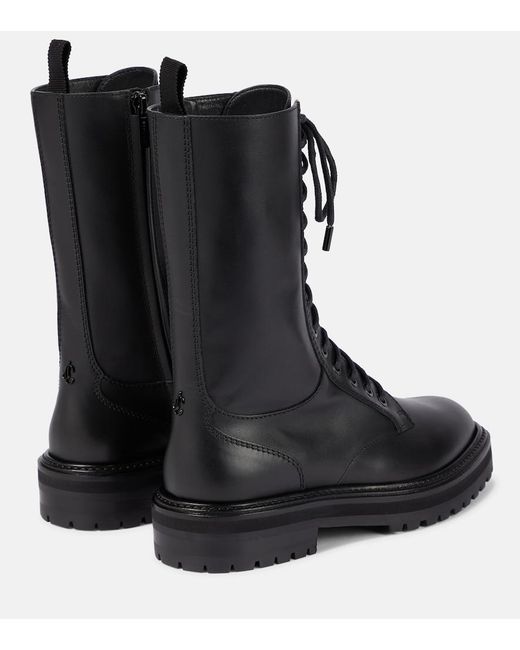 Jimmy Choo Black Cora Leather Combat Boots