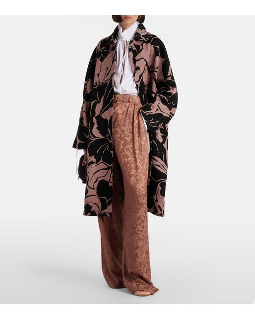 Dries Van Noten Black Floral Coat