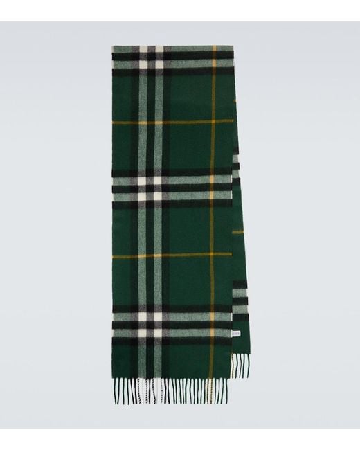 Burberry Green Check Cashmere Scarf for men
