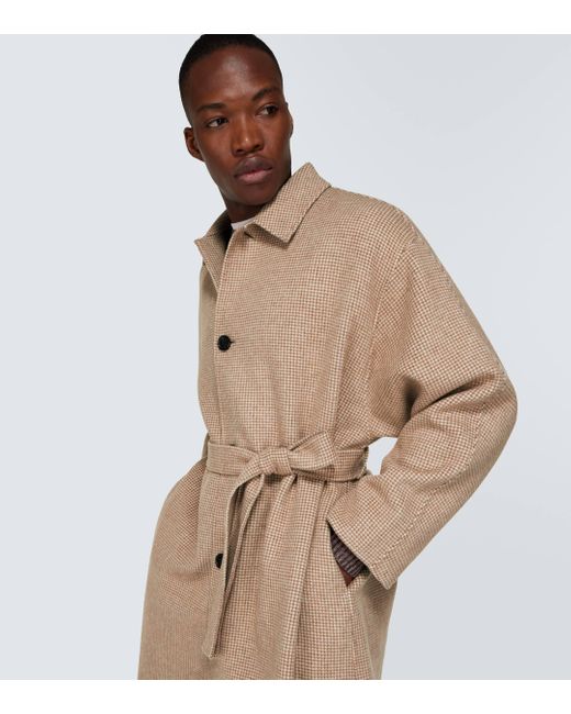 Acne Natural Checked Wool Coat for men