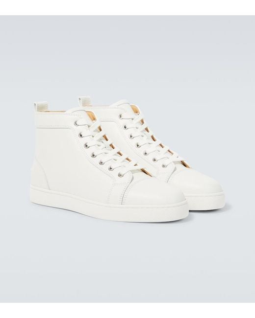 Christian Louboutin White Louis Leather High-Top Sneakers for men