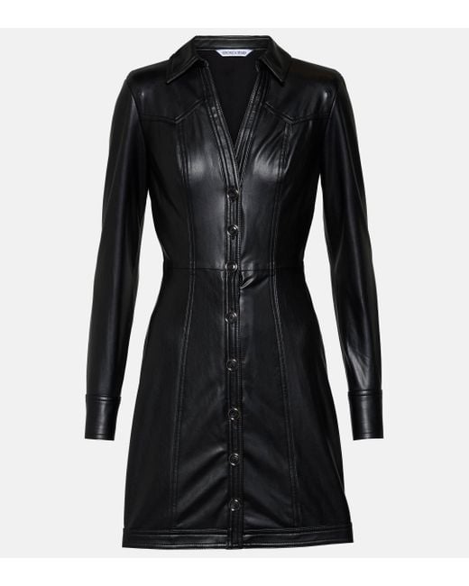Robe chemise Garrett en cuir synthetique Veronica Beard en coloris Black