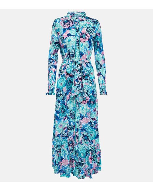 Abito Lungo Kimi Con Stampa di Poupette in Blue