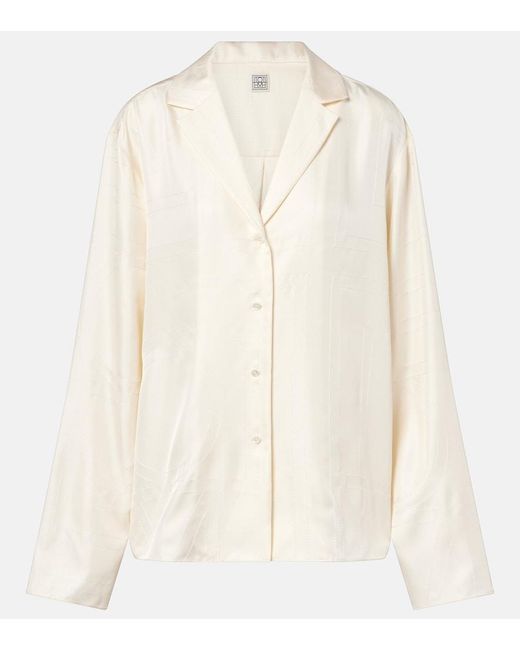 Totême Natural Monogram Silk Satin Pajama Shirt