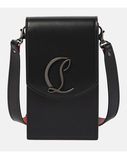 Christian Louboutin Black Loubi54 Leather Phone Pouch