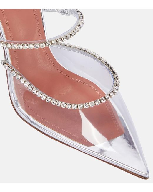 AMINA MUADDI Pink Gilda Embellished Pvc Mules