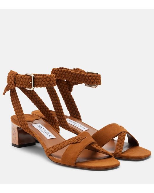 Jimmy Choo Brown Rori Braided Suede Sandals