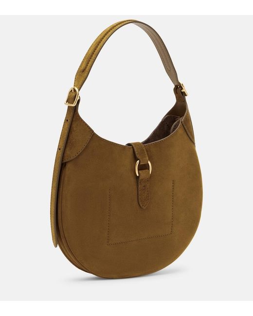 Polo Ralph Lauren Brown Polo Id Small Suede Shoulder Bag