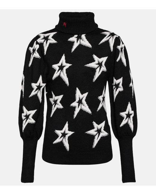 Perfect Moment Black Star Dust Wool Turtleneck Sweater