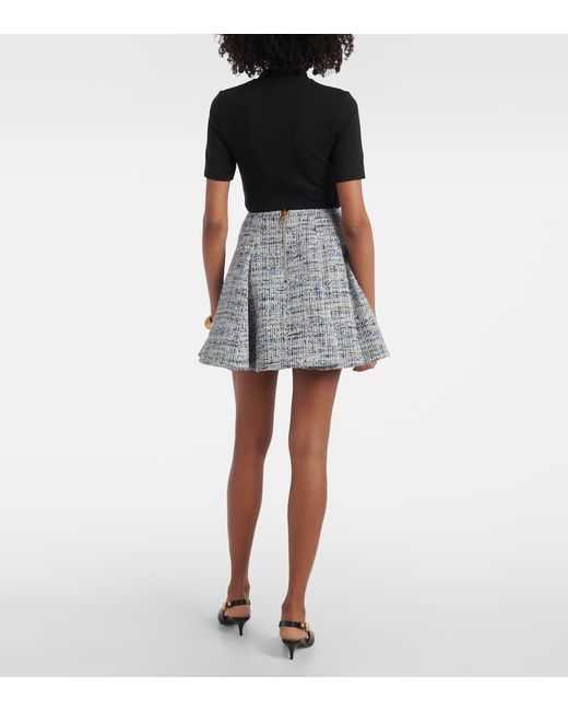 Balmain Blue High-Waisted Pleated Mini Skirt