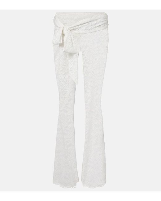 Bananhot White Vecna Sheer Lace Flared Pants