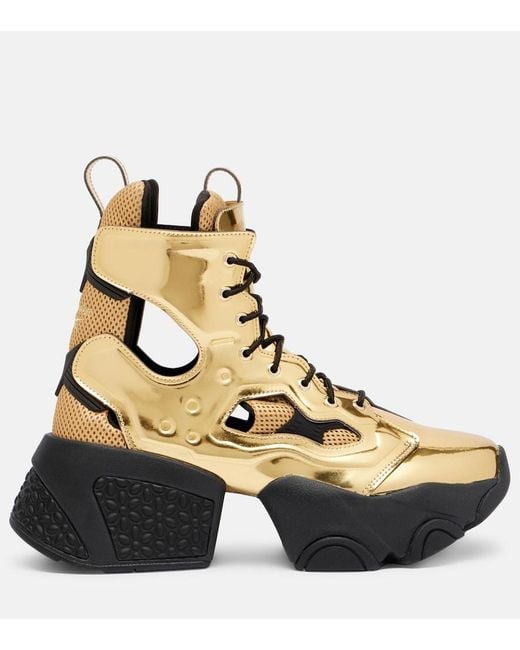 Noir Kei Ninomiya Natural X Reebok Metallic-Effect Cutout Platform Ankle Boots