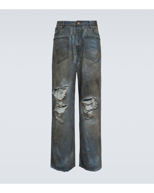 Balenciaga Gray Distressed Jeans for men