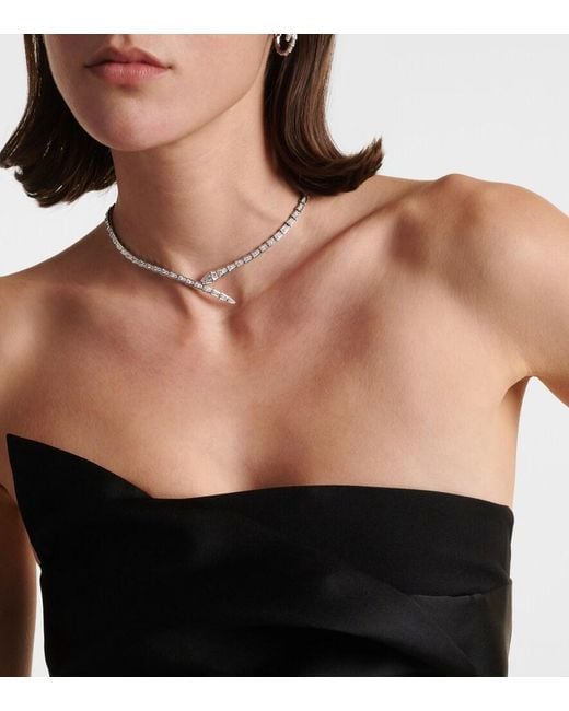BVLGARI White Serpenti Viper 18Kt Necklace With Diamonds
