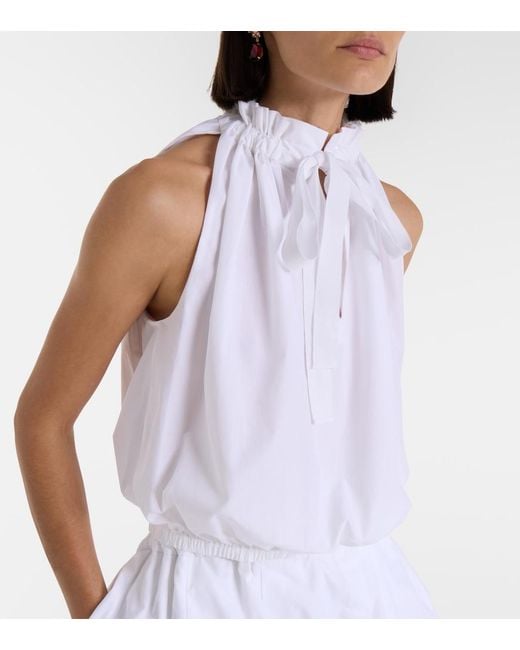 Patou White Gathered Cotton Top