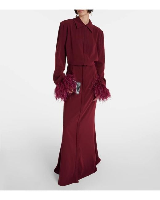 Robe Chemise En Crepe De Satin A Plumes Roland Mouret en coloris Red